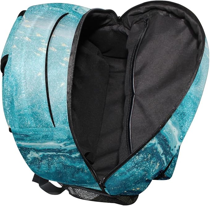 Wamika Kids Backpack Turquoise Blue Marble Tie Dye School Backpacks Boys Girls Preschool Book Bag