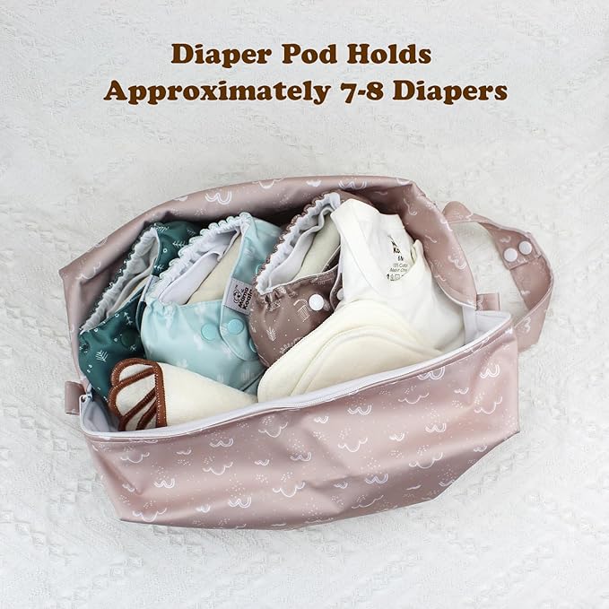 Mama Koala Waterproof Diaper Pods for Baby Items, Cloth Diapers, Swimsuits, Travel, Gym Clothes, Beach, Pump Parts, Toiletries, 2 Pack(DP-Pine Forest)