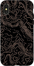 Topography Black & Brown Abstract Pattern Topographic Map Case for iPhone X/XS