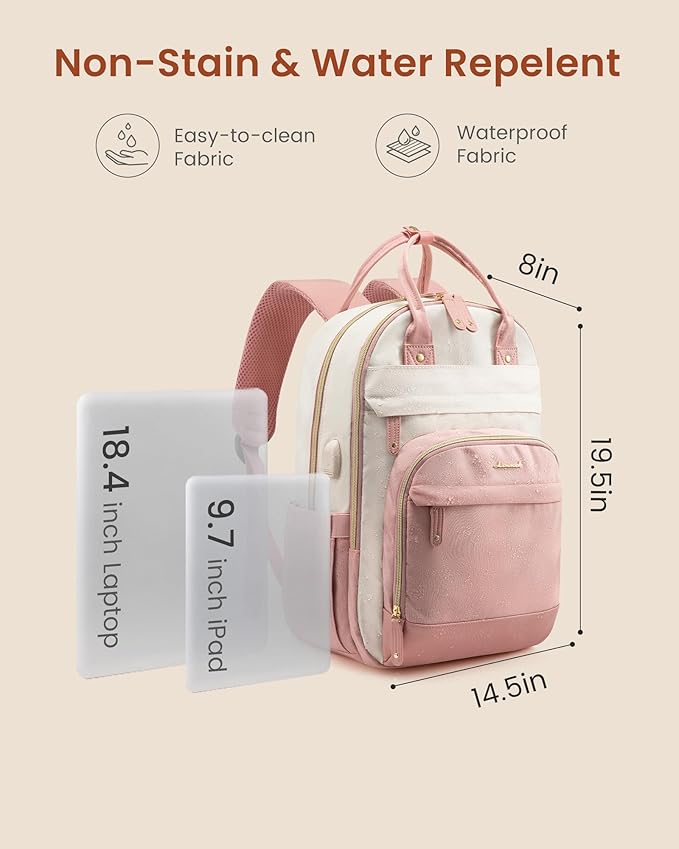 LOVEVOOK Backpack for Women,Laptop Backpack Women,Fits 18 Inch Laptop Computer Bag,Teacher College Backpack Purse,Fashion Waterproof Travel Work Anti-theft Backpack for Traveling on Airplane Daypack