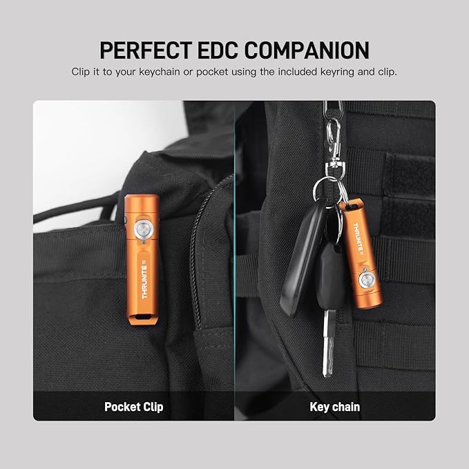 ThruNite Ti Mini Keychain Flashlight, USB-C Rechargeable EDC Pocket Light, Bright 650 Lumens Small Keychain Gadget for Camping, Everyday Carry, Indoor Outdoor Use