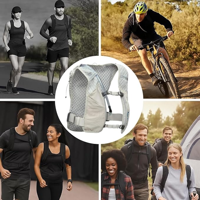 Nathan QuickStart Hydration Pack Vest with Bladder or flasks, Storage Pockets, Breathable Moisture-Wicking Fabric, Adjustable Straps for Running, Hiking, Walking, Marathons, Obstacle Races