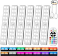 Under Cabinet Lighting Wireless with Remote, 48 LED Rechargeable Under Cabinet Lights, Kitchen Counter Lights Dimmable LED Closet Light RGB Bar for Shelf, Car, Hallway, 15 Color Changing, 6 Pack