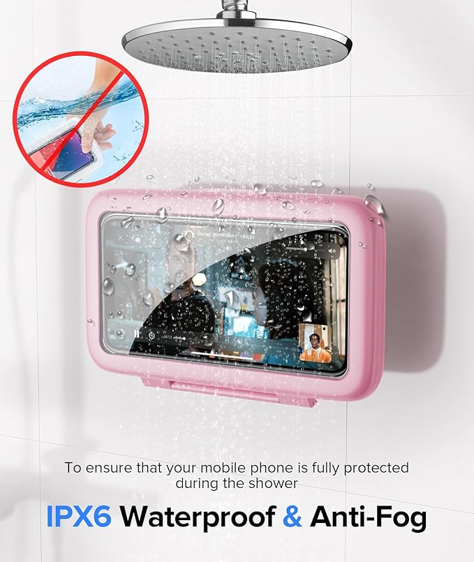 LC-dolida Shower Phone Holder Waterproof 480 Rotation Phone Stand Case Mount Compatible with iPhone 17 16 15 14 13 12 11 Plus Pro Max XS XR up to 6.8" Cell Phone