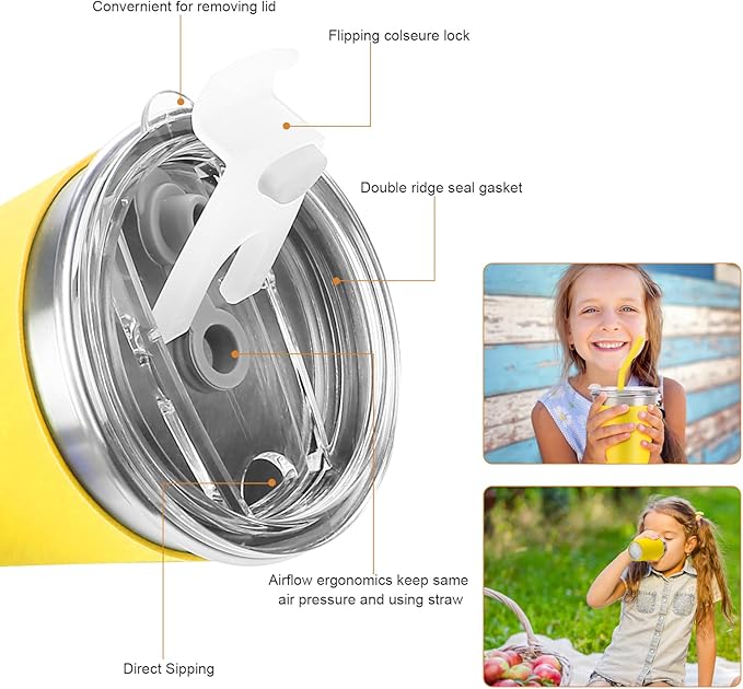 Yummy Sam 12oz Kids Stainless Steel Cups with Silicone Straws & Lids, Spill Proof Metal Tumblers for Adults, Unbreakable Toddle Cups with Full Wrapped Anti-Scald Sleeves for Hot and Cold Drinks.6Pack