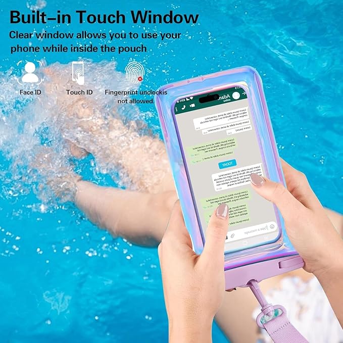 Waterproof Case Compatible with iPhone 14 Pro Max/13/12/11/XR/X/SE/8/7, Galaxy S22/S21 Google up to 7.5" IPX8 Dry Bag Vacation Essentials (Dazzling - 4pack)