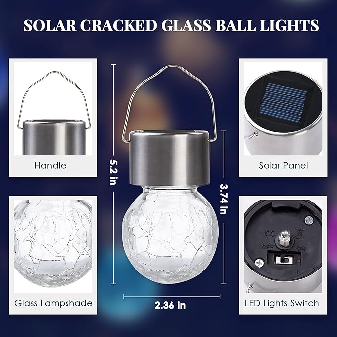 SOLPEX 12 Pack Solar Outdoor Lights Decorative, Hanging Christmas Decoration Solar Light Outdoor Solar Powered Waterproof Lights, Hanging Globe Light for Garden, Yard, Patio, Lawn(Color Changing)