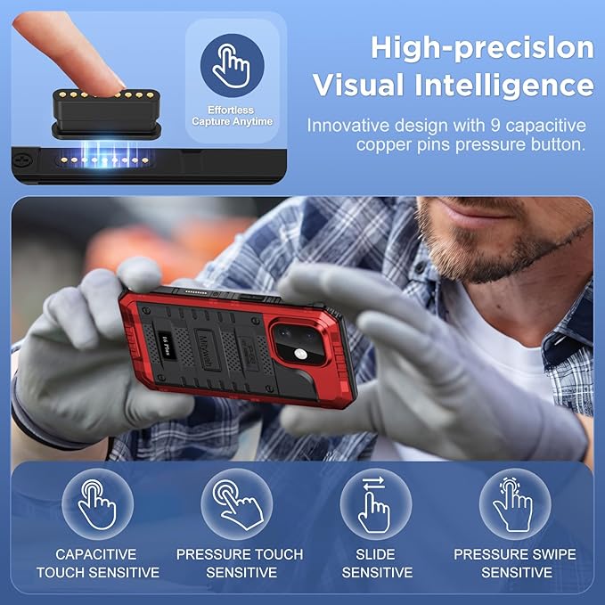 Mitywah Waterproof Case for iPhone 16 Plus, Shockproof Heavy Duty Case with Built-in Screen Protector, Underwater Full Body Protective Metal Case 6.7 inch, Red