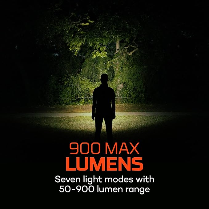 NEBO MYCRO 900+ Headlamp | USB-C Rechargeable 900 Lumen Headlamp, 7 Light Modes with Spot and Flood Light, IPX4 Water Resistant, Adjustable Strap, Cap Light Convertible