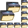 Solar Motion Sensor Outdoor Lights [138 LED/10 Packs] Solar Security Light Outdoor with 3 Lighting Modes Solar Powered Lights Waterproof for Outside Wall Garden Fence Backyard Deck（Warm White