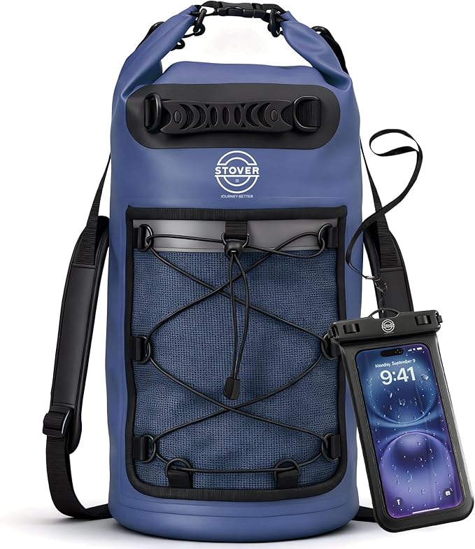 STOVER 5/10/25/30/40/55L Waterproof Dry Bag- Roll-Top Backpack w/Phone Case- Kayaking, Hiking, Camping, Boating- Men/Women