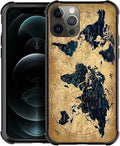for iPhone 11 Pro Max Case, Brown World Map Pattern Graphic Design Girl Boy Soft Silicone Hard Acrylic Shock Protection for iPhone 11 Pro Max