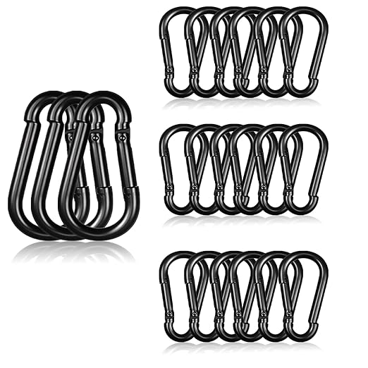 20PCS M4 Heavy Duty Carabiner Clip, 1.57Inch Snap Hook Quick Link Small Carabiner Clips,Spring Link Buckle for Fishing Camping Hammock Dog Leashes-110LBS Holding Capacity (Black)