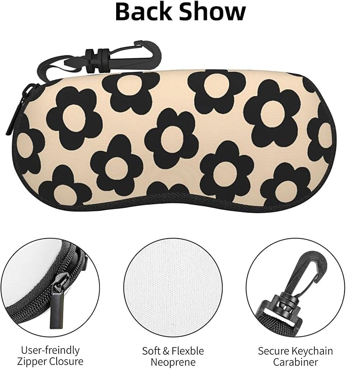 Watercolor Orca Whale Glasses Case Neoprene Portable Zipper Eyeglass Bag With Hook
