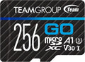TEAMGROUP GO Card 256GB MicroSDXC UHS-I U3 V30 4K for Action Cameras & Drone High Speed Flash Memory Card with Adapter for Outdoor Sports&Vlog, 4K Shooting,GoPro&Insta360&DJI TGUSDX256GU303