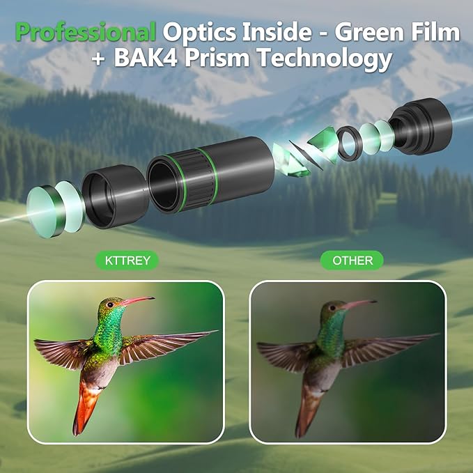 8x32 Monocular Telescope for Adults, High Power BAK4 Prism FMC Coating IPX7 Waterproof Compact Scope for Bird Watching Hunting Hiking Travel Gift with Carrying Case
