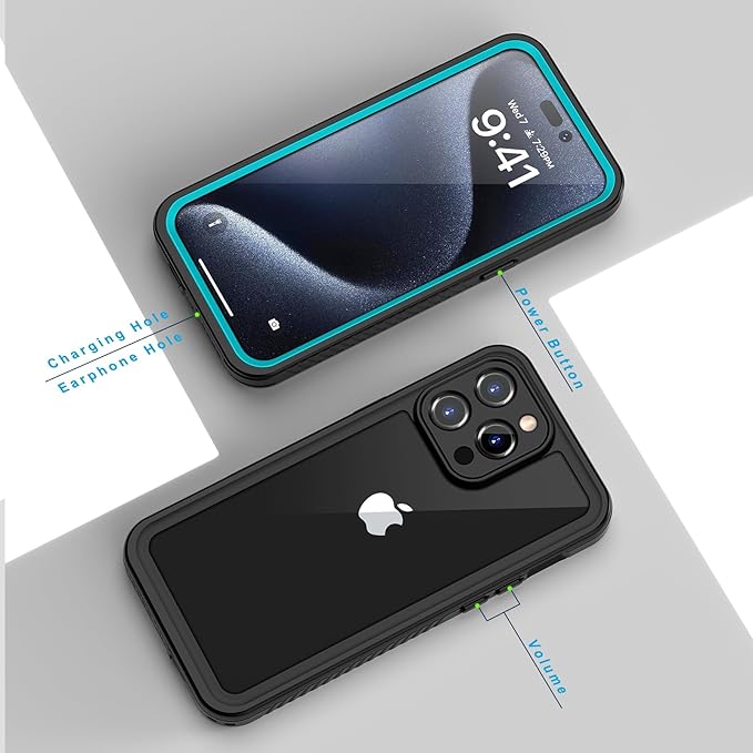 Lanhiem for iPhone 15 Pro Case, IP68 Waterproof Dustproof Shockproof Cases with Built-in Screen Protector, Full Body Protective Heavy Duty Rugged Phone Cover for iPhone 15 Pro - 6.1 inch (Blue)
