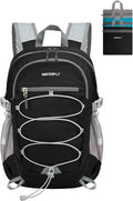 WATERFLY Small Lightweight Packable Backpack: 15L Mini Ultra Light Foldable Travel Daypack with Breathable Shoulder Strap Outdoor Hiking Camping Day Pack for Women Men Black