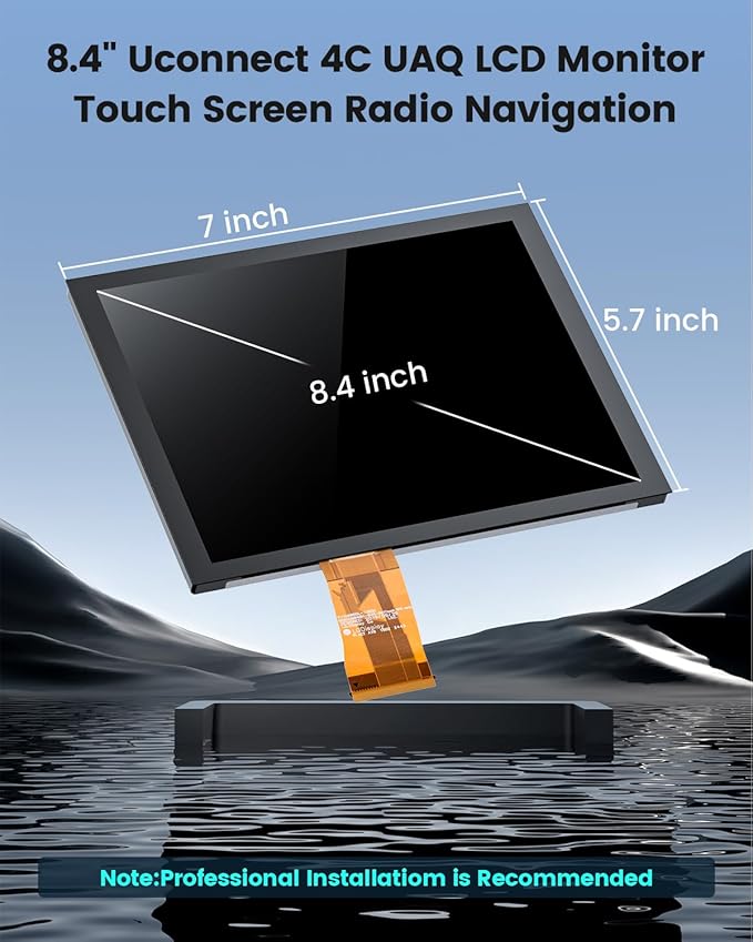 8.4" Uconnect 4C UAQ LCD Monitor Touch Screen Radio Navigation, New OEM Replacement Screen Fit for Dodge Challenger/Durango/Jeep Wrangler/Compass/Gladiator/Chrysler 2017-2021，LA084X01(SL)(02)