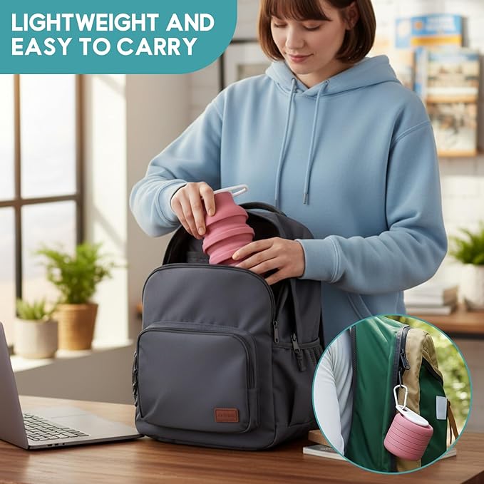 LemonRoad 4 Pcs 20 oz Portable Collapsible Water Bottles Reusable Silicone Foldable Water Bottle Lightweight Leakproof Expandable for Gym Traveling Camping Hiking Sports (Multicolor)