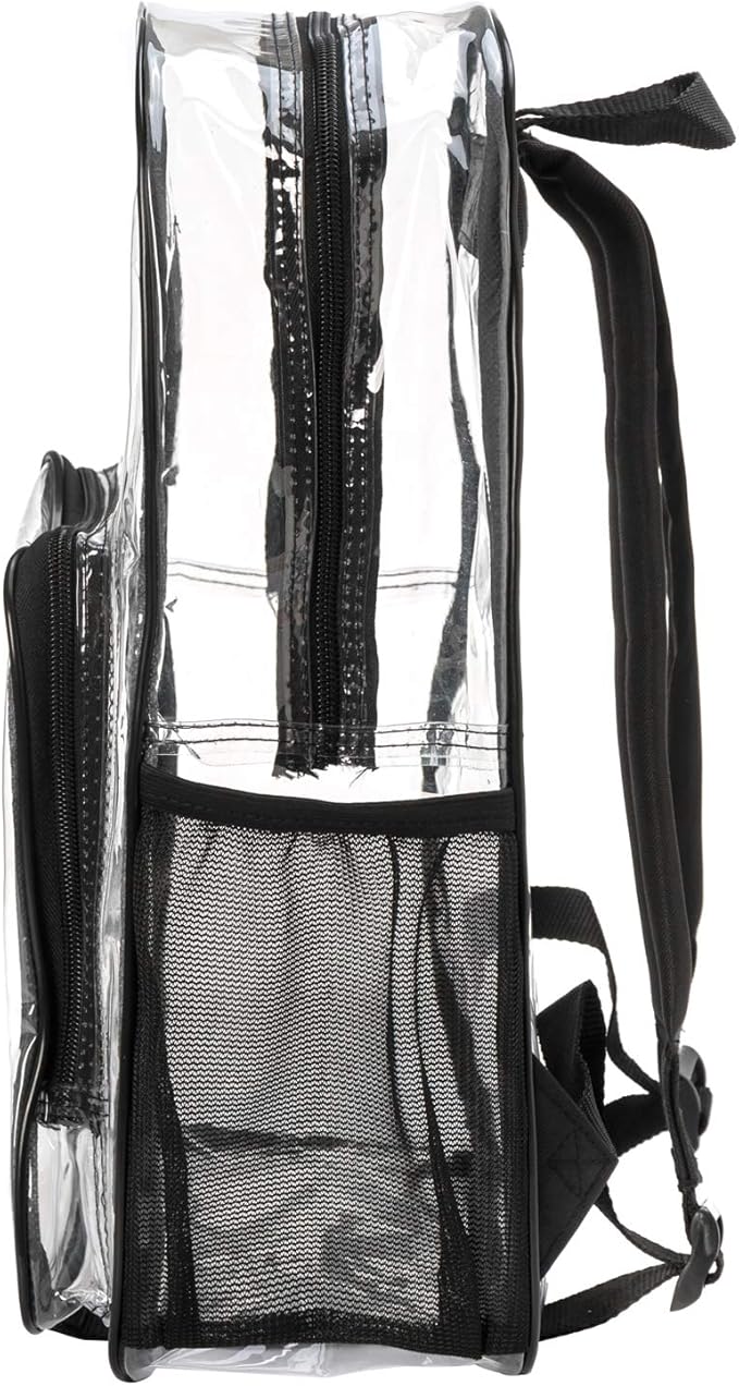 K-Cliffs Large Transparent Backpack Clear Heavy Duty School Bag Durable Student Bookbag See Through Vinyl Daypack Workbag
