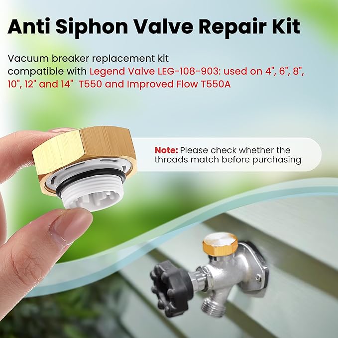 2 Pack Anti Siphon Valve Repair Kit, Vacuum Breaker Fix Set Compatible with Legend Valve LEG-108-903 T550 T550A, Frost Free Faucet Repair Kit for Outside Faucet Fix