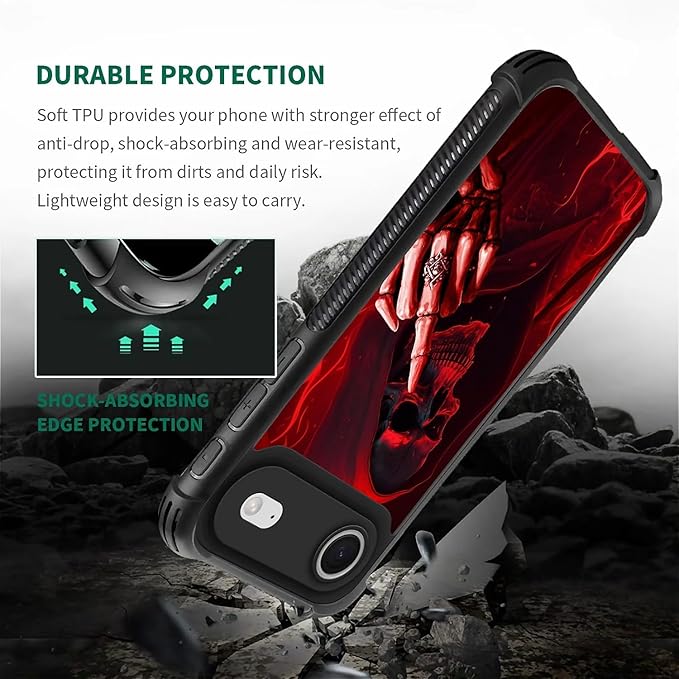 for iPhone 17 Air Case,for MagSafe Graphic Design for Girl Boy Soft Silicone Hard Acrylic Shock Protection Designed for iPhone 17 Air Gestures Funny Skull Pattern