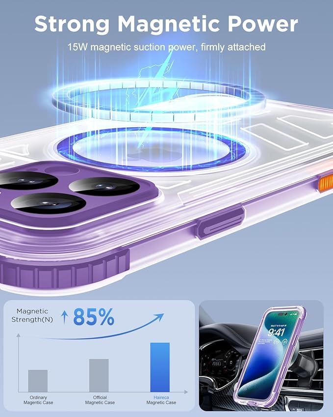 for iPhone 16 Pro Max Waterproof Case with Magsafe, Built-in [Camera & Screen Protector] [Lanyard], IP68 Water Proof Full Body Dustproof Heavy Duty Frosted Protective Phone Cover, 6.9" Purple