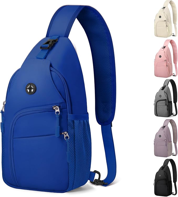 Pritent Crossbody Bags for Women Man, Waterproof Sling Bag Backpack Trendy Casual Cross Body Bags with Convertible Shoulder Strap Chest Bag for Camping Hiking Travel Essentials (Royal Blue, Large)