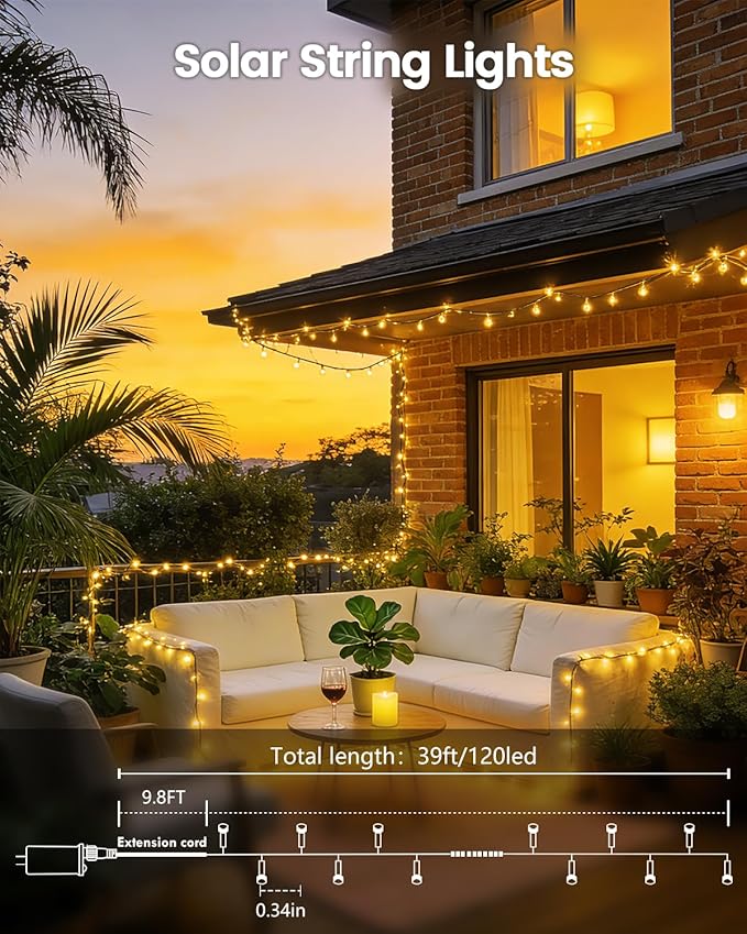 OZS 4 Pack 320LED Solar String Lights for Outside, Solar Christmas Lights Outdoor Waterproof with 8 Lighting Modes, Green Wire Solar Powered Tree Light for Garden, Party, Xmas Decorations (Warm White)