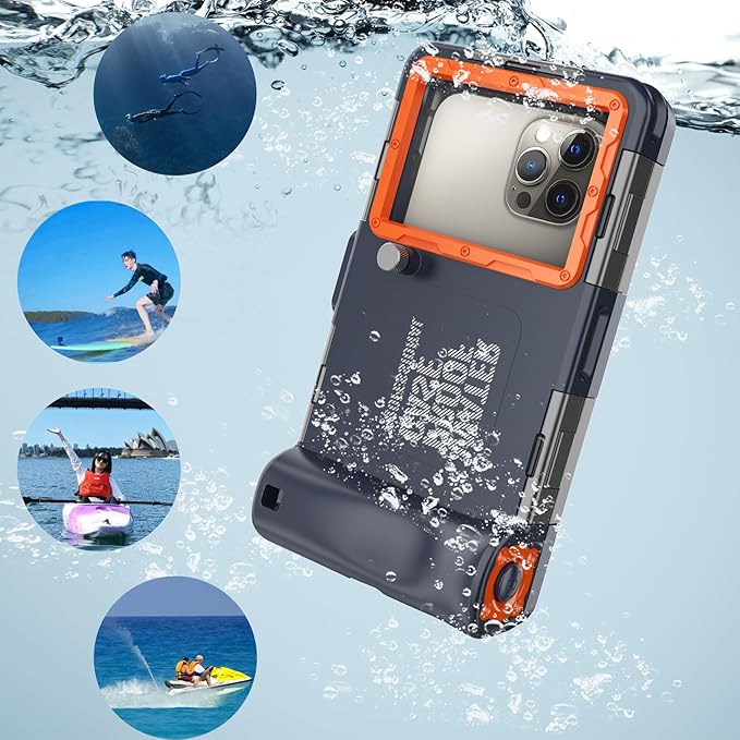 2026 Underwater Snorkeling Diving Phone Case for Phone 17/16/15/14/13/12Pro Max/Galaxy S25/S24/S23.(50ft/15m) Professional Scuba Dive Waterproof Case Underwater Photo Video（Blue）