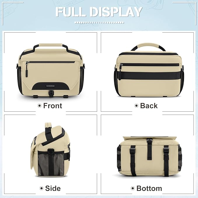 RAINSMORE Camera Bag, DSLR/SLR/Mirrorless Small Camera Sling Bag Waterproof Camera Case with Tripod Holder & Rain Cover Compact Crossbody Camera Bags for Photographers Everyday Shoulder Bags, Khaki