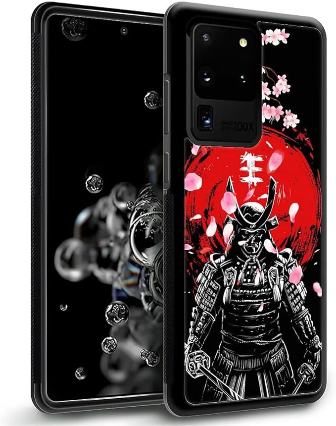 for Samsung Galaxy S20 Ultra Case, Sakura Japanese Samurai Pattern Graphic Design Girl Boy Soft Silicone Hard Acrylic Shock Protection for Samsung Galaxy S20 Ultra