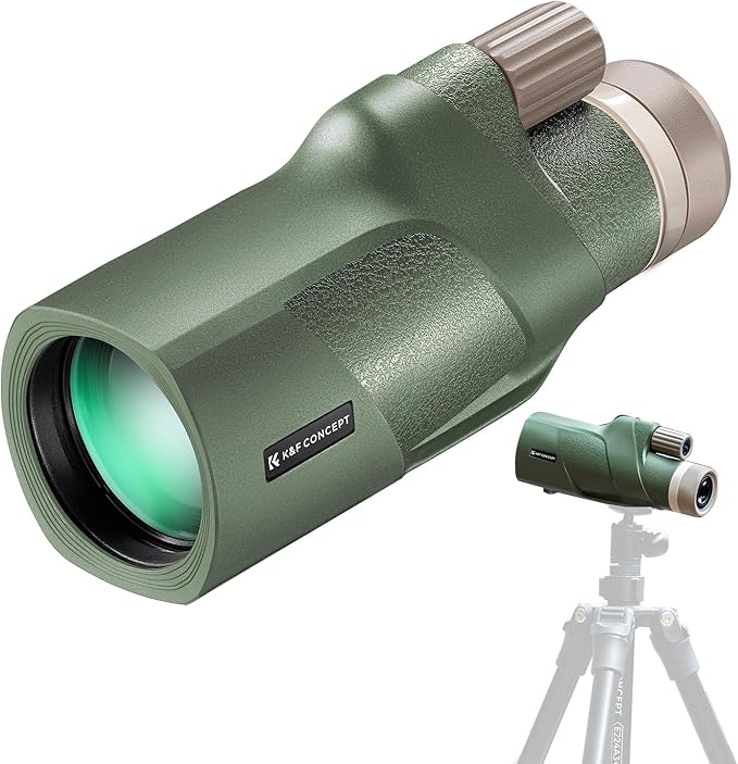 K&F Concept® IP68 10 Meters Waterproof 12X50 Monocular Telescope with Cleaning Cloth, Scope BAK-4 Prism FMC for Stargazing, Birdwatching, Hunting, Camping, Traveling, HD Monocular for Adults