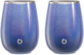 SNOWFOX Premium Vacuum Insulated Stainless Steel Grand Pinot Wine Glass, Chilled Wine Stays Icy Cold, Stemless Cocktail Glasses, Elegant Home Entertaining, Classic Barware, 12oz, Shimmer Blue