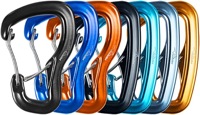 Heavy Duty Carabiner Clip Hook 8KN (1763 lbs), 2 PCS Ultra-Light Aluminum Caribeaners with Double Door D Ring Shape, for Hammock, Camping, Hiking, Backpacking, Dog Leash, Keychain Clip