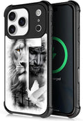for iPhone 17 Pro Case,for MagSafe Graphic Design for Girl Boy Soft Silicone Hard Acrylic Shock Protection Designed for iPhone 17 Pro Lion Cross Jesus Christ Dove Pattern