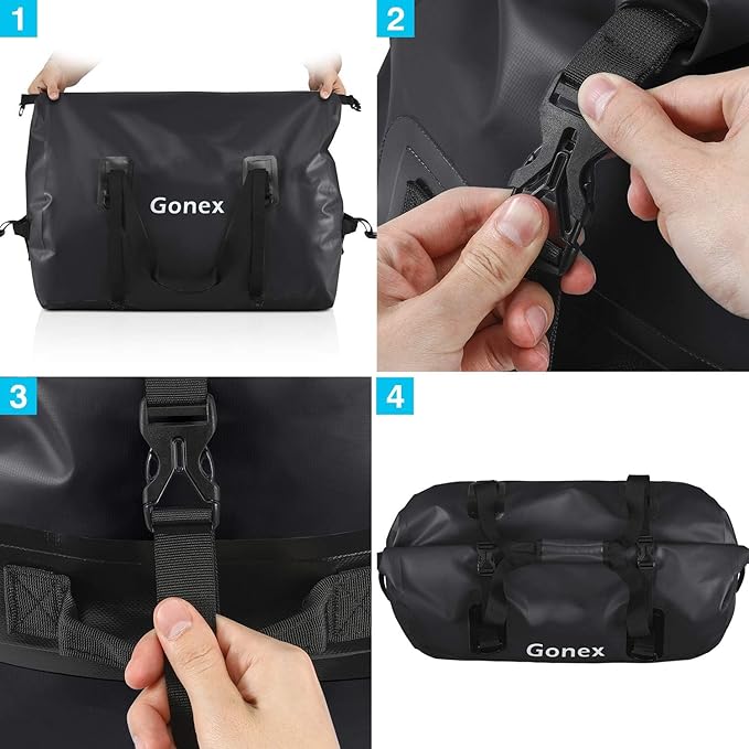Gonex 40L 60L 80L Extra Large Waterproof Duffle Travel Dry Duffel Bag Heavy Duty Bag with Durable Straps & Handles for Kayaking Paddleboarding Boating Rafting Fishing