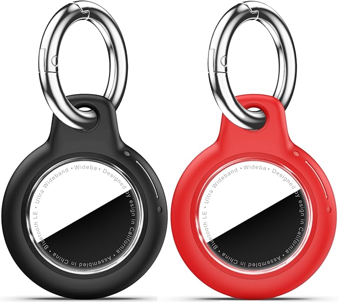 for Apple AirTag 2nd & 1st Gen, Waterproof Case for AirTag Holder Keychain,GPS Tracker Cover for Dog,Car Key,Luggage-F1-Black+Red