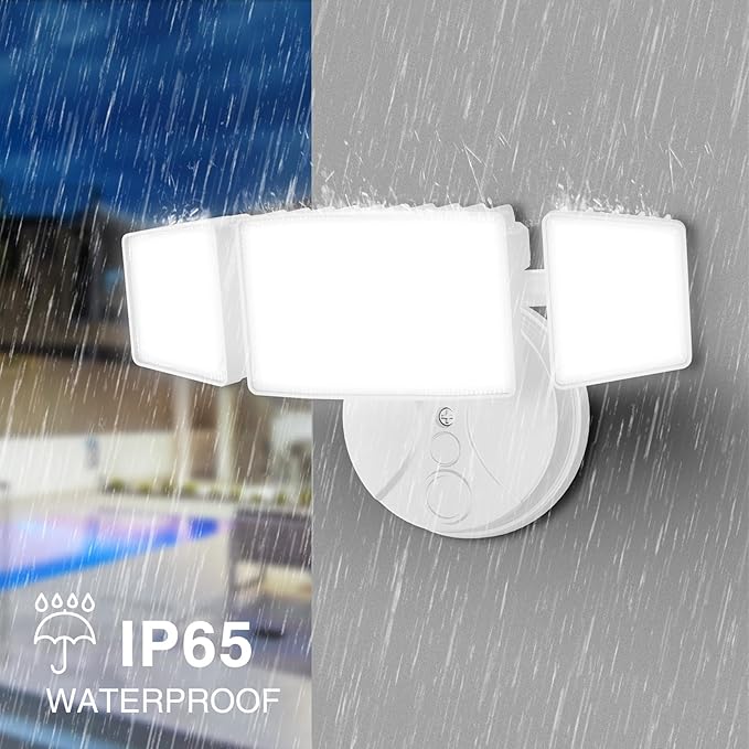 Onforu 4 Packs 75W Flood Lights Outdoor, 7000LM Brightness Security Lights, 3 Adjustable Heads, IP65 Waterproof, 6500K Wall Mount Exterior LED Flood Light (White)