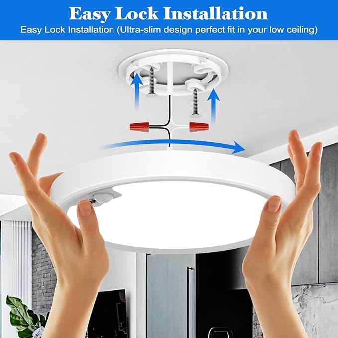 KEPLUG Motion Sensor Light Indoor Wired, 18W/1600LM Flush Mount Lighting Fixture, Round LED Light Fixtures Ceiling Mount for Stair Porch Hallway Laundry Basements, 3000k/4000k/6000k Dimmable 2 Pack