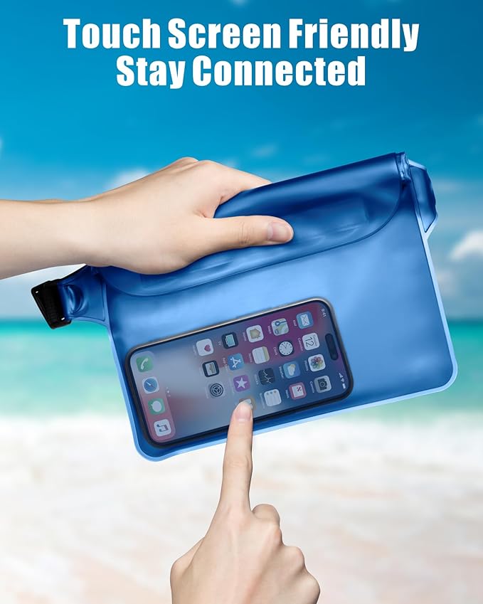 F-color Waterproof Fanny Pack - Cruise Essentials 2026 - Waterproof Pouch with Adjustable Waist Strap, Triple Zipper Roll-Top Dry Bag for Phone, Keep Passport Valuables Dry for Beach Kayaking Boating