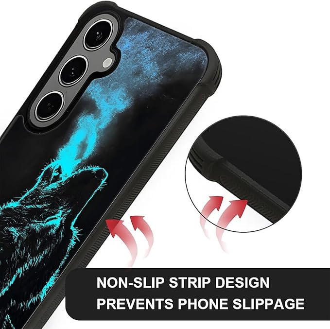 for Samsung Galaxy S24 S25 Plus Case, Blue Breathing Wolf Pattern Graphic Design Girl Boy Soft Silicone Hard Acrylic Shock Protection for Samsung Galaxy S24 S25 Plus