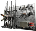 Hold Up Displays Gun Wall Mount Display, Modular Tactical Wall for 6 Pistols and 6 Rifles, Police Gear Rack and Equipment Organizer, Heavy-Duty Aluminum Light Silver Slatwall Gun Storage System