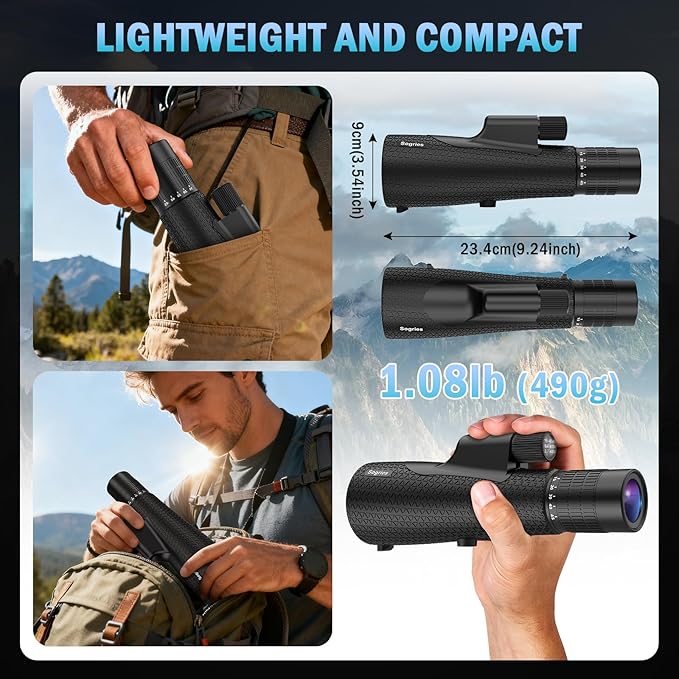 15-45x55 Zoom Monocular Telescope-High Power Monocular for Adults BAK4 Prism for Bird Watching and Traveling Concert