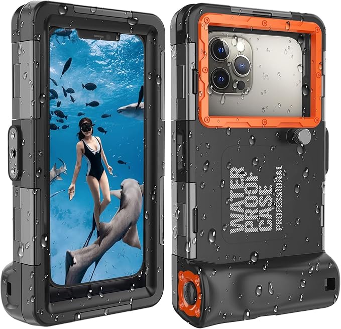 2026 Underwater Snorkeling Diving Phone Case for Phone 17/16/15/14/13/12Pro Max/Galaxy S25/S24/S23.(50ft/15m) Professional Scuba Dive Waterproof Case Underwater Photo Video（Black）