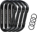 DELSWIN Heavy Duty Carabiner Clip 900lbs, 3 Inch Steel Carabiners for Keychain, Camping, Hiking, Backpack, Dog Leash, Hammock, Gym - D-Shaped Spring Hook Black