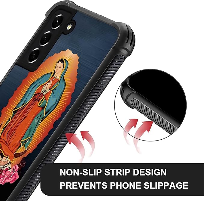 for Samsung Galaxy S22 Plus Case, Red Virgen Guadalupe Pattern Graphic Design Girl Boy Soft Silicone Hard Acrylic Shock Protection for Samsung Galaxy S22 Plus