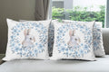 Ambesonne Watercolor Flower Decorative Throw Pillow Case Pack of 4, Bunny Rabbit Portrait in Floral Wreath Illustration Country Style, Cushion Cover for Couch Living Room Car, 16", Blue White