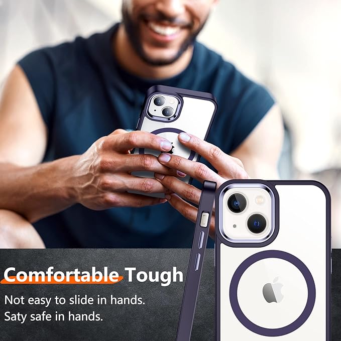 Red2Fire Magnetic for iPhone 15 Plus Case for iPhone 14 Plus Case Clear, [Compatible with Magsafe][Military Grade Drop Protection][Not Yellowing] Slim Phone Case 6.7" - Clear/Purple